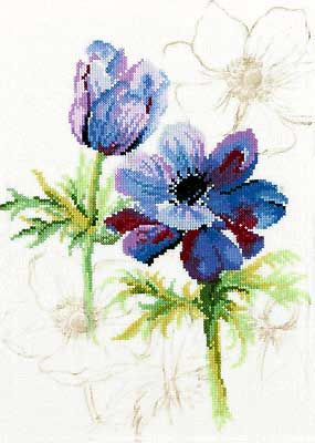 &quot;Триптих синие цветы. Анемоны&quot; PN-0008028 (34852)
