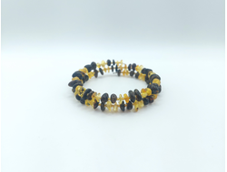 Браслет из двухцветного янтаря , двойной , безразмерный