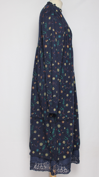 ПЛАТЬЕ БОХО хлопок "ПРОВАНС ТЮЛЬПАН ВОЛАН" синее р.46-54