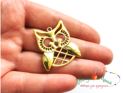 ПОДВЕСКА В ТИБЕТСКОМ СТИЛЕ "СОВА" - 32*27мм - АНТИЧНОЕ ЗОЛОТО