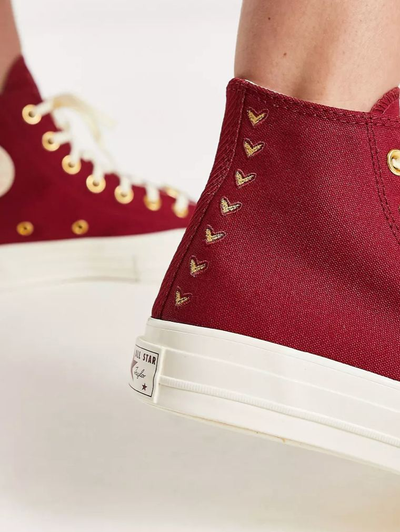 Реальные фото кеды Converse Valentines Day красные с сердечками A03931C