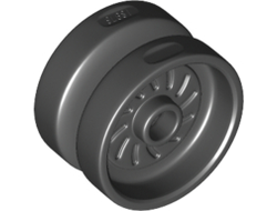 Wheel 18mm D. x 12mm with Axle Hole and Stud, Solid Brake Rotor Lines, Black (18976 / 6104403 / 6327048)