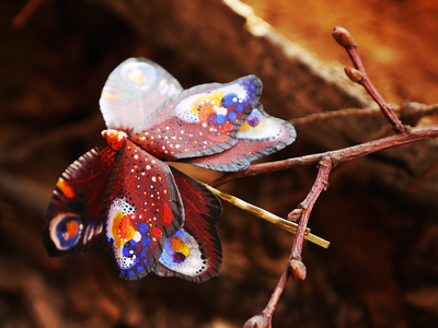 Летняя заколка из шёлка "Бабочка Летучая Искра"