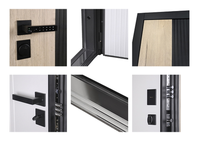 Стальная дверь   Конструктор (умная электронная дверная ручка с отпечатком пальца Smart lock T888 черная)