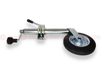 Опорное колесо автоприцепа с хомутом / опорная ножка с кронштейном диам. 45 мм.