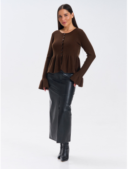 Кардиган вязаный приталенный укороченный с баской