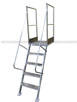 Лестница полутрап с площадкой и поручнями ЛПП-1320