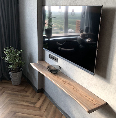 консоль из слэба, консоль из дерева, узкий столик, консоль под телевизор, полка под телевизор, слэб