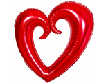 Шар (40&#039;&#039;/102 см) Фигура, Сердце вензель, Красный, 1 шт.