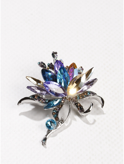 Брошь "Цветок камни стразы" синий