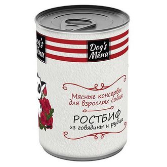 DOG`S MENU КОНСЕРВЫ ДЛЯ ВЗРОСЛЫХ СОБАК РОСТБИФ ИЗ ГОВЯДИНЫ И РУБЦА 340 Г