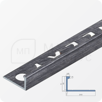 Профиль L-образный алюминиевый 10 мм. NEEXY PV02-45 BBS-D Серебро блестящее браш 2.7 м.