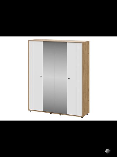 Милан Шкаф четырехстворчатый Дуб Золотой/Белый Матовый