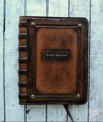 Винтажный именной блокнот из натуральной кожи