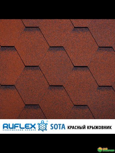 Гибкая черепица Руфлекс Сота (Ruflex Sota), цвет: красный крыжовник