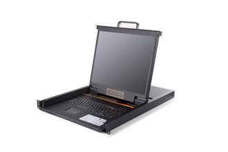 Выдвижная LCD KVM консоль с монитором Kinan 19&quot;, PS/2+USB, Клавиатура Ultra-Slim, Тачпад, TFT-дисплей, 16 портов DVI, каскад до 512 устройств,разрешение WideScreen FullHD 16:9 до 1920x1080 60Hz,локальная (без доступа через интернет) (LD1716)