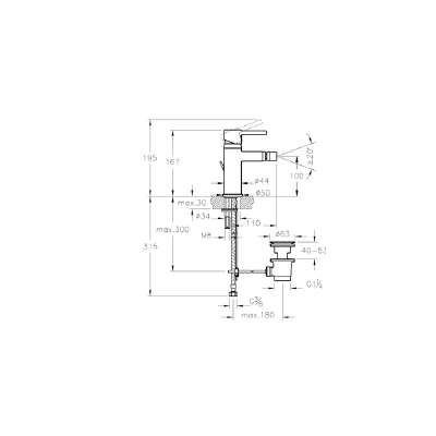 Смеситель для биде с донным клапаном VitrA Minimax S, A41988EXP