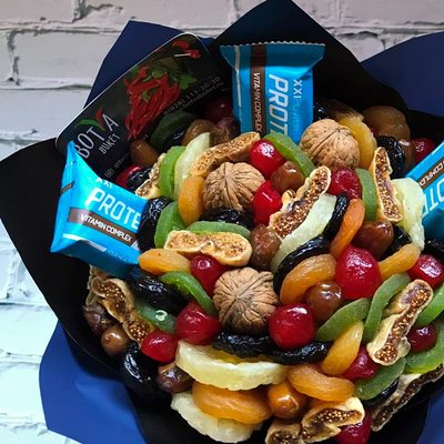 Букет для тренера (синее оформление)