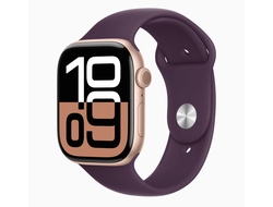 Apple Watch Series 10 46mm Rose Gold Aluminium Case with Plum Sport Band