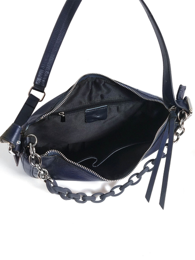 (АРТИКУЛ: 9760/1/01) СУМКА ЖЕНСКАЯ, НЕБОЛЬШАЯ, НАТУРАЛЬНАЯ КОЖА, ТЕМНО-СИНЯЯ, С ПЛЕЧЕВЫМ РЕМНЕМ, С ЦЕПОЧКОЙ