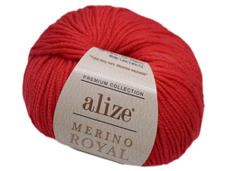Merino Royal (Alize) пряжа цвет№ 56 красный