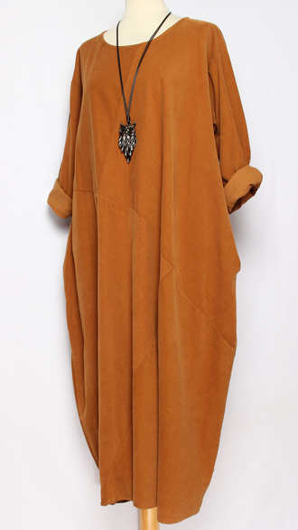 Платье  Бохо "Вельвет-тюльпан"горчица до р.54