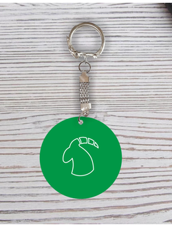 Брелок с гравировкой зеленый талисман коза №134