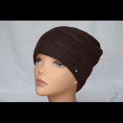 Вязаная шапка из альпака и шелка Vizio Италия 6250 коричневая
