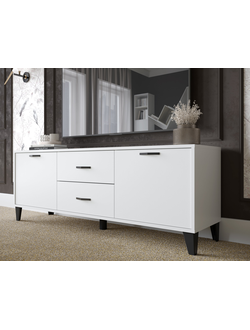 ТВМ-6 Тумба под ТВ Белый с тиснением «Древесные поры»