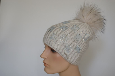 Шапка с помпоном Vizio 1005 CP  белая