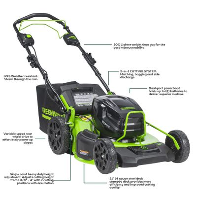 Аккумуляторная газонокосилка Greenworks GC82HPLM51