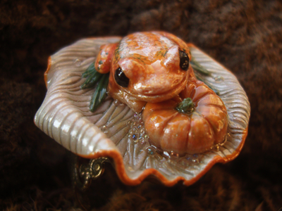 Кольцо с лягушкой "Принцесса Тыковка, наследница Урожайных Полей"