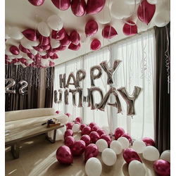 Шары под потолок, оформление комнаты белый с красным (шары воздух в подарок)