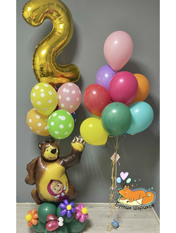 Воздушные шары в стиле Смешариков с фигурой Нюша