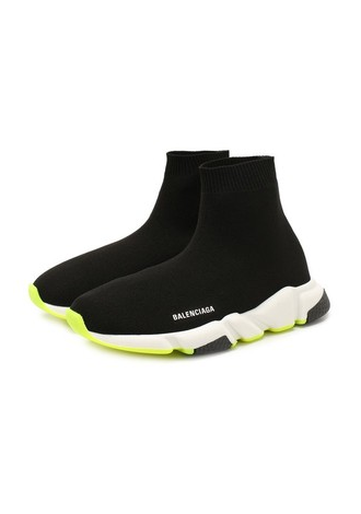 Кроссовки Balenciaga Speed trainer черно-зеленые детские