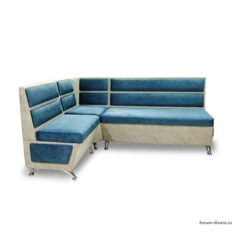 Кухонный Угловой диван "ФОРУМ-1МС", Синий/Слоновая кость, Левый