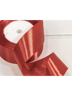 Лента атласная 38мм (139, коричнево-красная), 22,9м