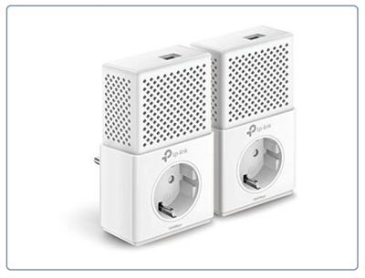 TP-LINK, HomePlug AV2 Сетевой адаптер PowerLine 1000 Мбит/с Ethernet  с розеткой (комплект 2 шт.)