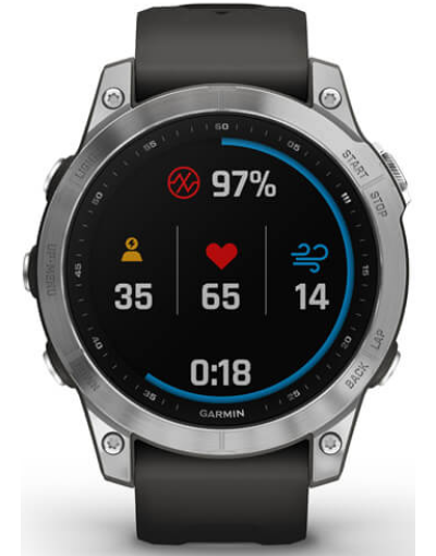 Умные часы Garmin Fenix 7 серебристый с графитовым силиконовым ремешком
