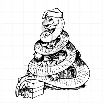 Штамп для скрапбукинга Змея с подарками год змеи