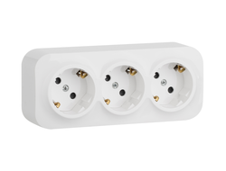 Legrand 782238 Quteo, Розетка 3х2К+З, со шторками, 16А, IP20, белый