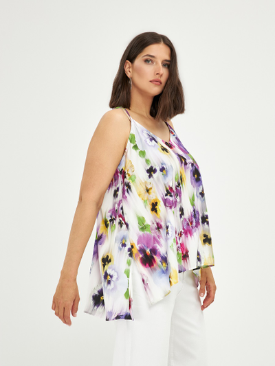 Топ летний нарядный с принтом "фиалка"