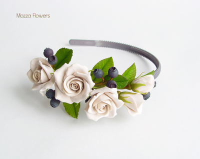 Ободок "Тирамису с черникой".