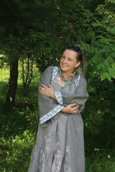 Халат-кимоно из конопли с вышивкой