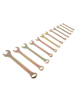 ЕРМАК Набор ключей рожково-накидных, 12 предм., 6-22мм, желтый цинк,