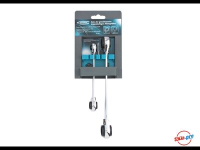 Набор ключей накидных с трещоткой, 8-19 мм, многоразмерные, реверсивные, CRV GROSS