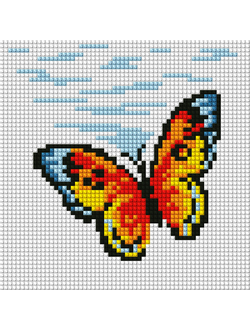 Мини набор Алмазной мозаики Оранжевая бабочка-15х15см.