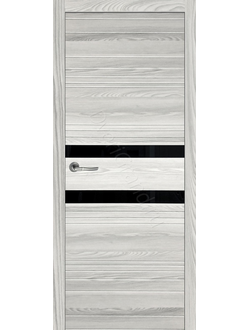 Дверное полотно  Новелла  2 (Экошпон, Лиственница серая, Черное лакобель)