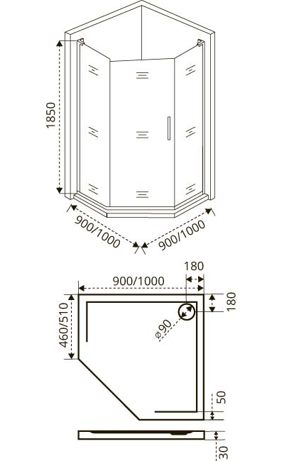 Душевое ограждение BAS FANTASY PNT-90-F-CH 90х90 см