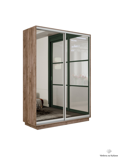 Экспресс шкаф-купе 2-х дверный (Зеркало) 1,2х2,2м Белый, Анкор светлый, Сонома, Ясень шимо светлый, Крафт табачный, Серый диамант, Бетон, Венге, Кашемир